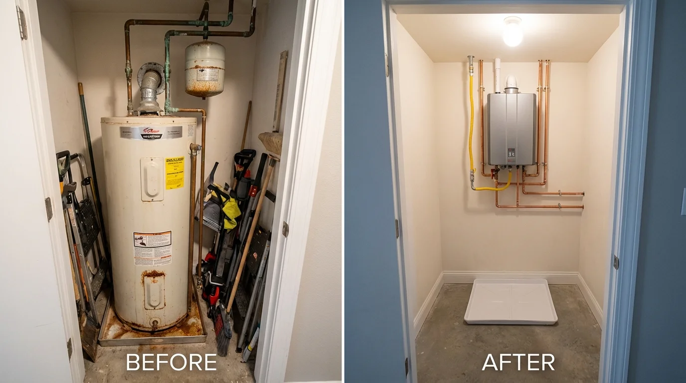 Tank water heater versus wall-mounted tankless unit comparison for Hawthorne, FL homeowners